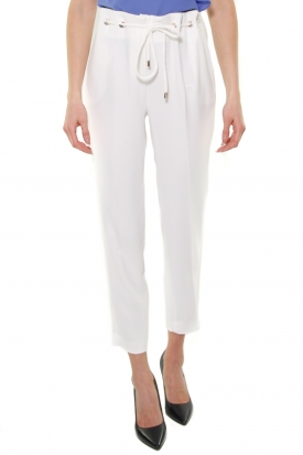 PANTALONE IN CREPE CON COULISSE, BIANCO