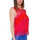 TOP IN PIZZO MACRAME' COLOR BLOCK, ROSSO
