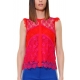 TOP IN PIZZO MACRAME' COLOR BLOCK, ROSSO