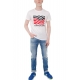 T-SHIRT CON STAMPA FRONTALE, BIANCO