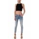 TOP CROPPED IN PIZZO CROCHET, NERO