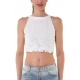 TOP CROPPED IN PIZZO CROCHET, BIANCO