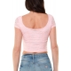 TOP CROPPED IN PIZZO STRETCH, ROSA