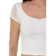 TOP CROPPED IN PIZZO STRETCH, BIANCO