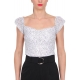 TOP OFF SHOULDER IN PIZZO STAMPATO, BIANCO