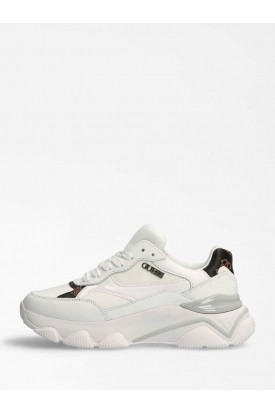 SNEAKERS IN PELLE CON SUOLA CHUNKY, BIANCO