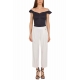 TOP OFF SHOULDER IN JERSEY A POIS, NERO