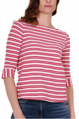 T-SHIRT IN JERSEY A RIGHE, ROSSO