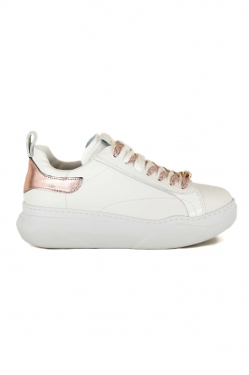 SNEAKERS DONNA IN PELLE, BIANCO